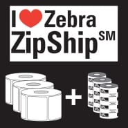 Zebra Media Z-Select 2000T TT Label (for 4" TT Desktop printers) / 102mm x 76mm / Perm Adhesive / 930 p/r [Box of 3 rolls] + 5319 Wax Ribbon / Black / 110mm x 74Mtr [Box of 3]